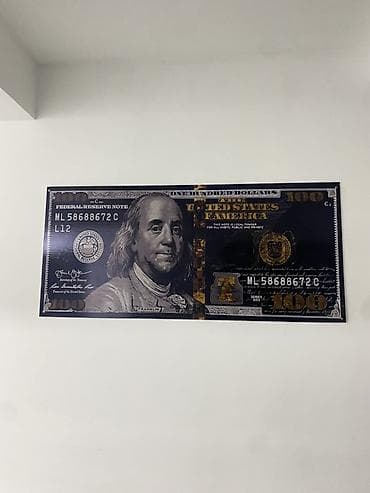 Постер «$100» на стену - Декоративное панно с изображением банкноты at lalafo.kg Постер «$100» на стену - Декоративное панно с изображением банкноты